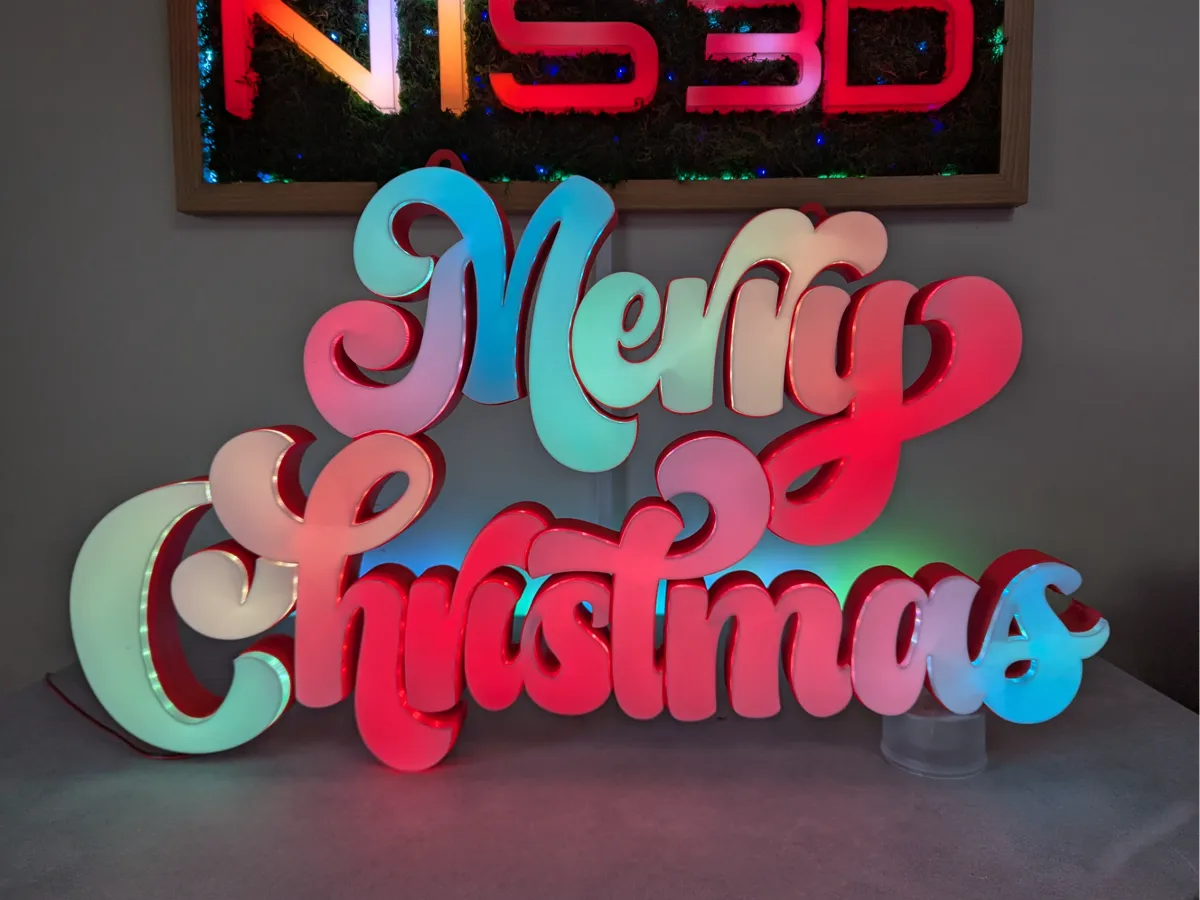 Merry Christmas large LED sign - Free 3D Print Model - MakerWorld