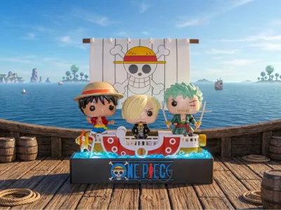 Display Stand with Sail for Funko Pop One Piece Kinder
