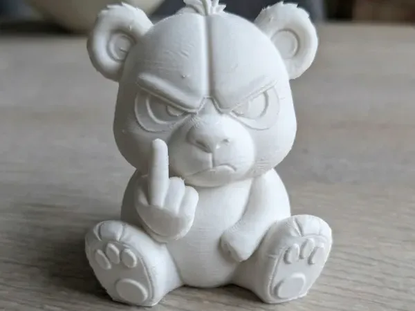 暴躁竖中指小熊 | 搞怪桌面摆件 3D 打印模型