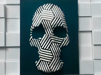 Geometric Line Skull Art