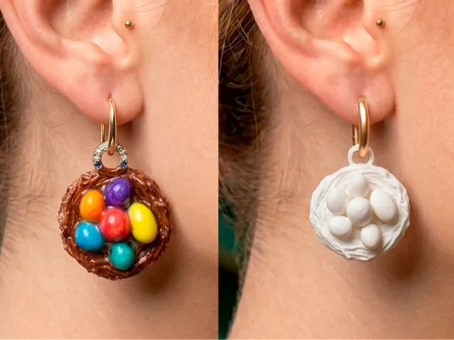Easter Nest Earrings Easy print Painted DIY Design