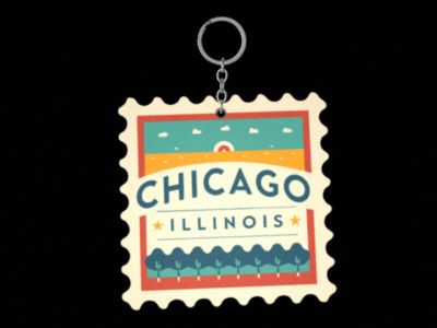 Chicago Stamp Keychain Souvenir – Iconic Design