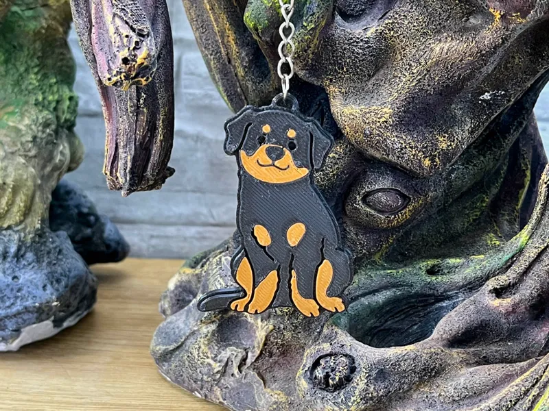 Cute Rottweiler Dog Keychain