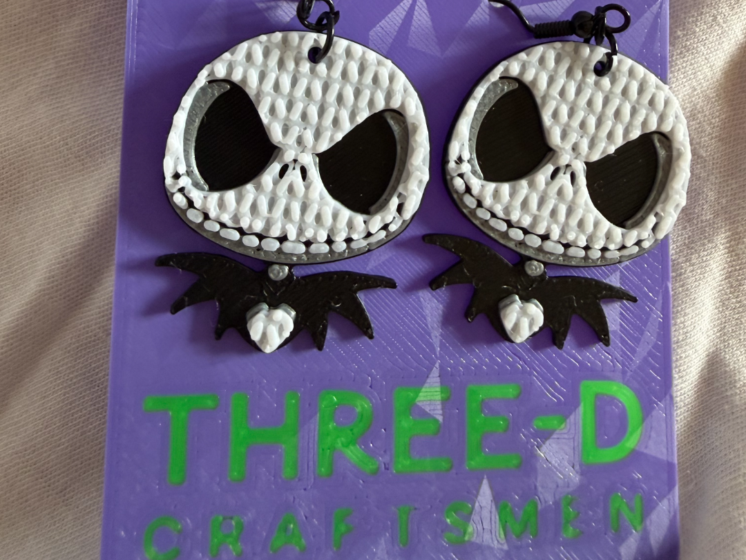 Knit Jack Skellington Earrings - 1
