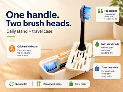 Sonicare Brush Heads Travel Case & Drain Stand