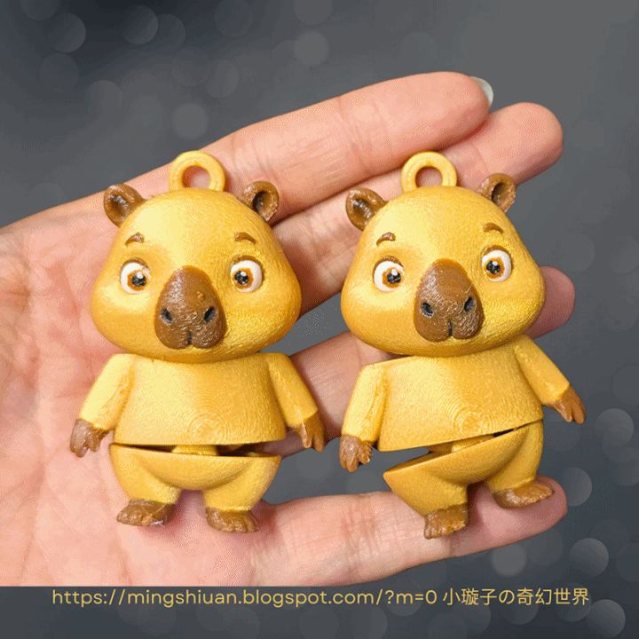 Articulated Cute Capybara keychain 可動可愛水豚鑰匙圈