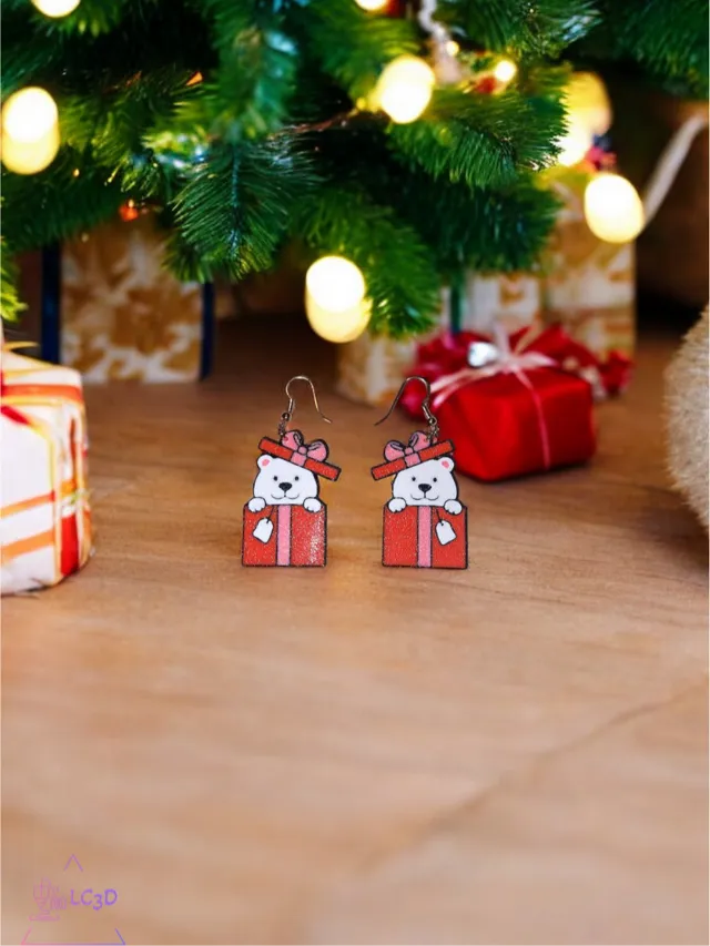 Teddy bear gift earrings