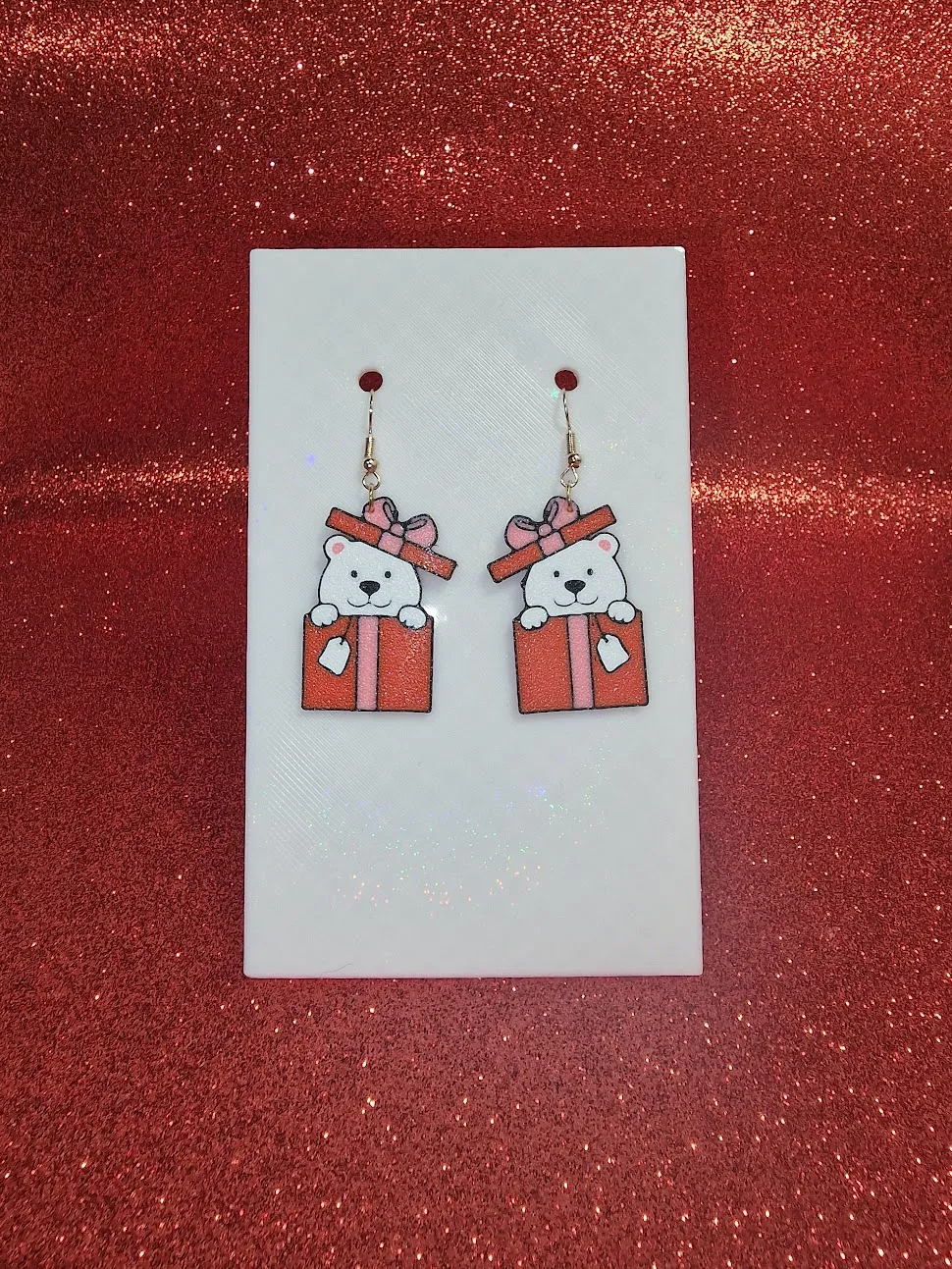 Teddy bear gift earrings view 2