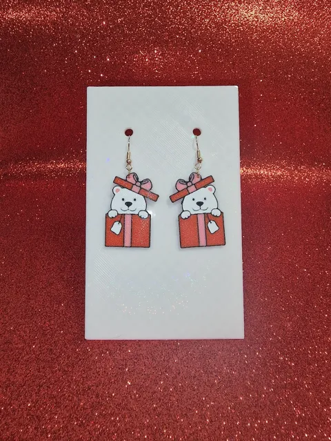 Teddy bear gift earrings view 2