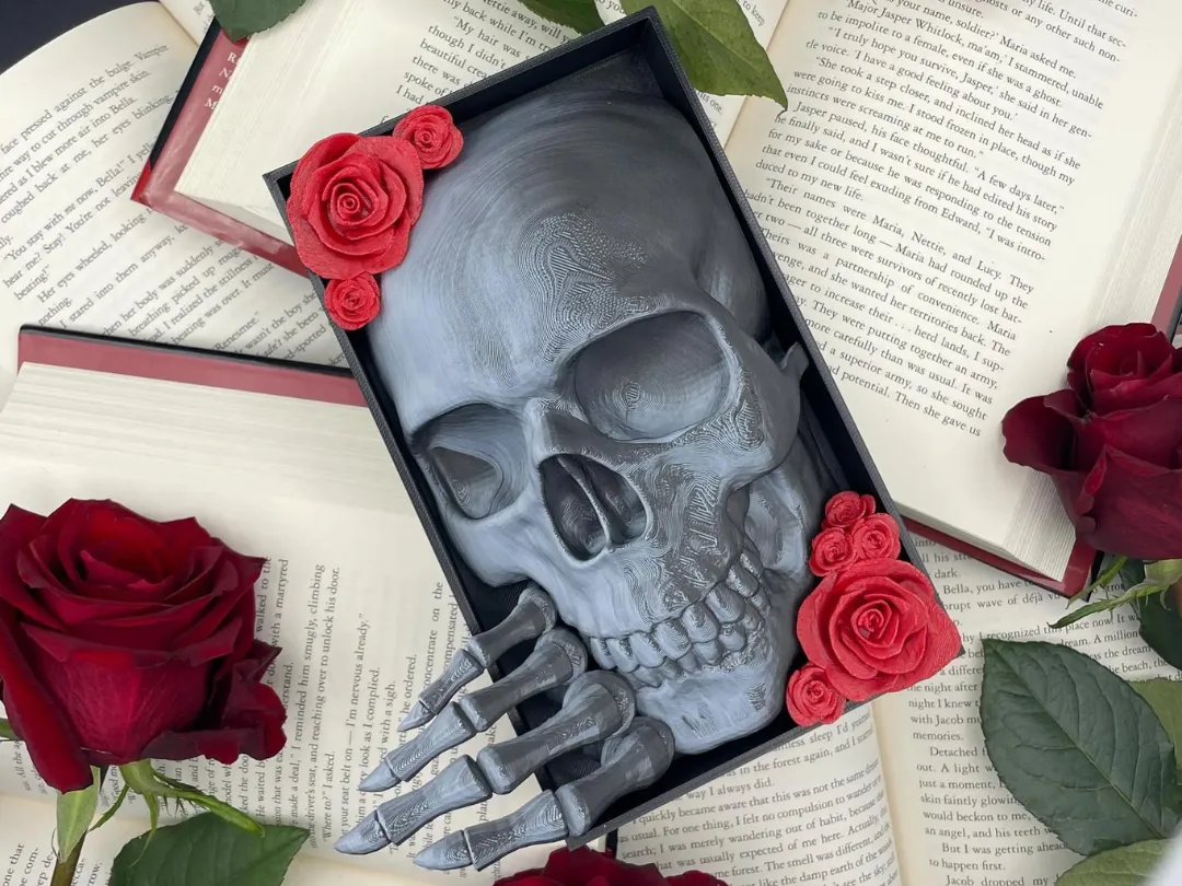 Skull BookNook with Roses (and Thorns)