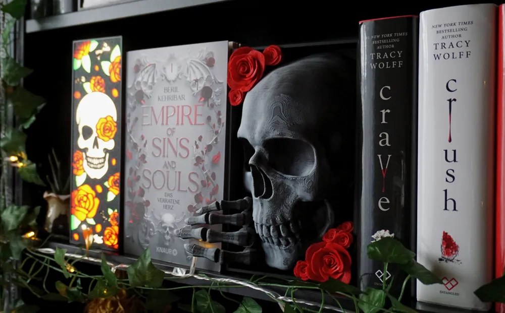 Skull BookNook with Roses (and Thorns)