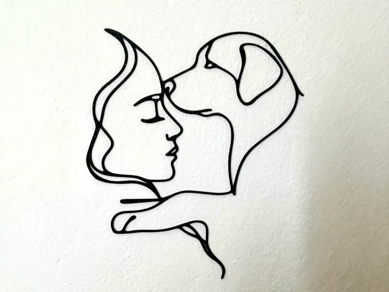 Minimalist Woman & Dog One-Line Wall Art