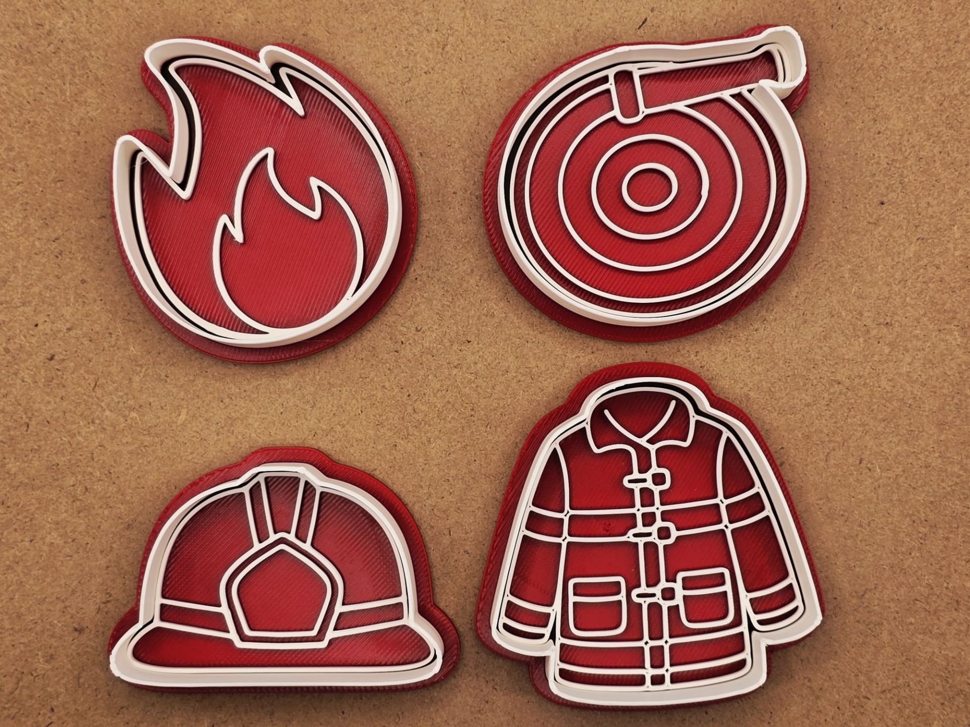 Firefighter Fire Hose Helmet Jacket Cookie Cutter