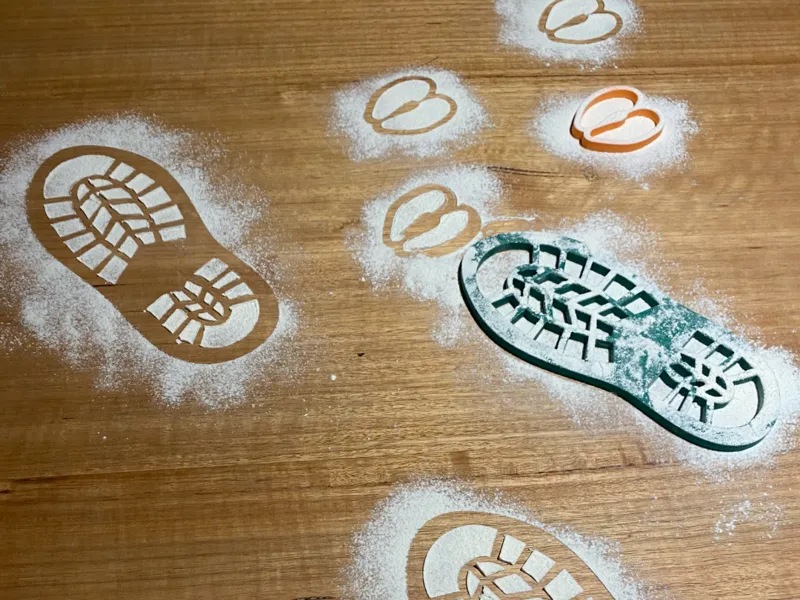 Santa's Footprint Stencil & Reindeer Hoof Stencil