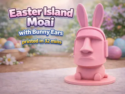 Easter Island Moai with Bunny Ears
