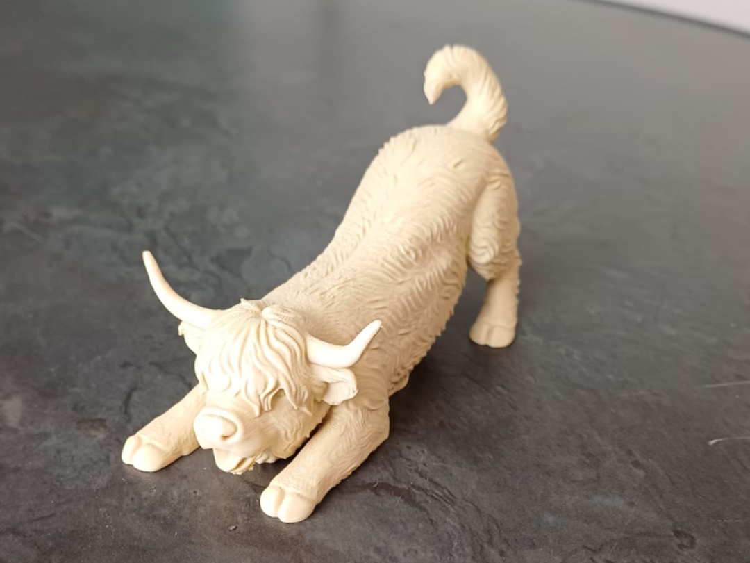 Playful Highland Cow Calf Figurine