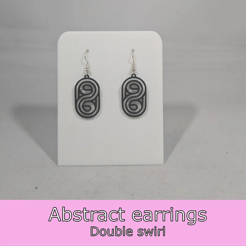 Abstract earrings - double swirl view 2
