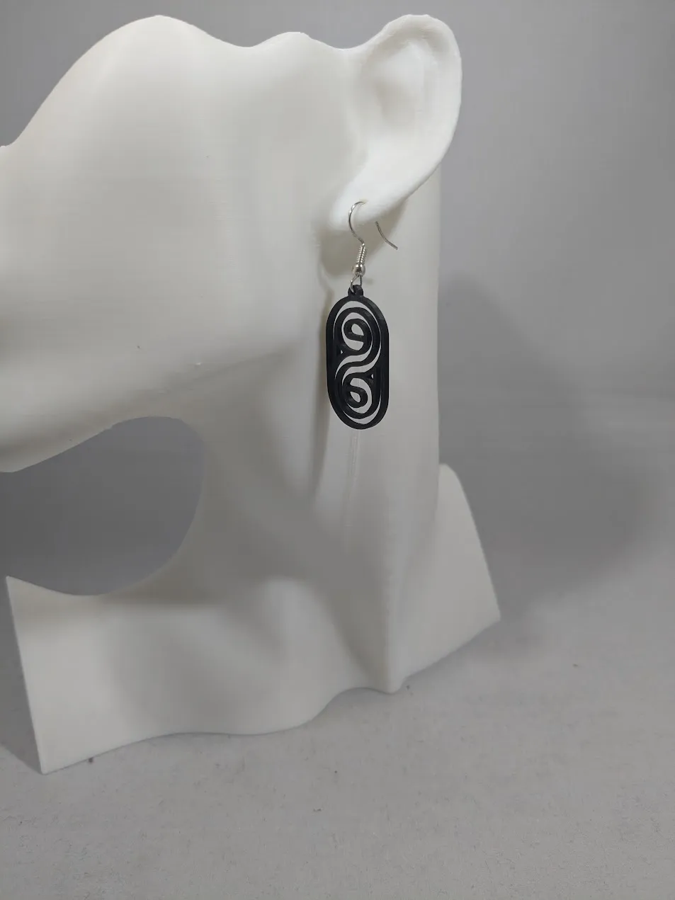 Abstract earrings - double swirl view 3
