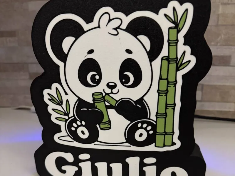 Lightbox Panda Baby con Testo Personalizzabile