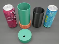 Lidded top can holder with circular base