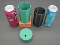 Lidded top can holder with square base