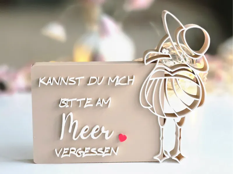 Deko Schild Kachel Spruch - Möwe Meer maritime