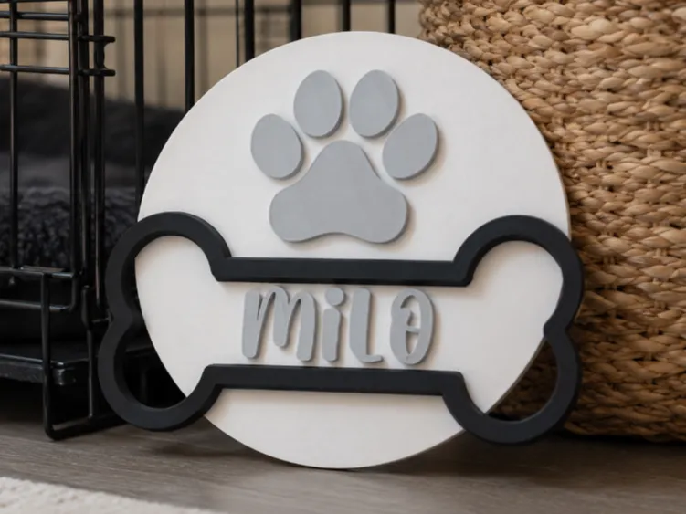 Personalised Dog Bone Paw Plaque | Pet Name Sign