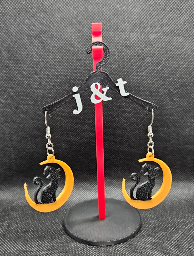 Halloween Cat on Moon earrings