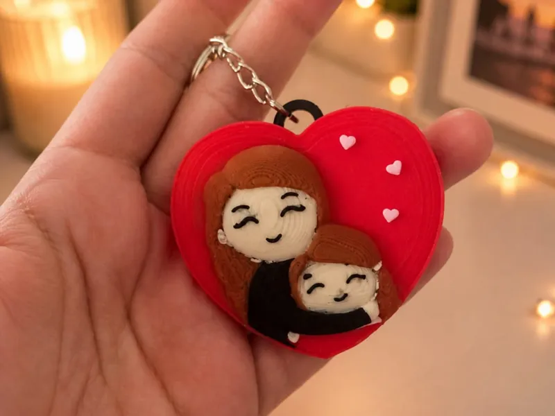 Mother’s Day mom and girl Heart Keychain