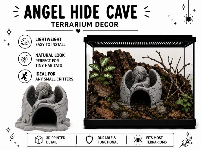 Angel Hide Cave | Gothic Critter Enclosure Decor