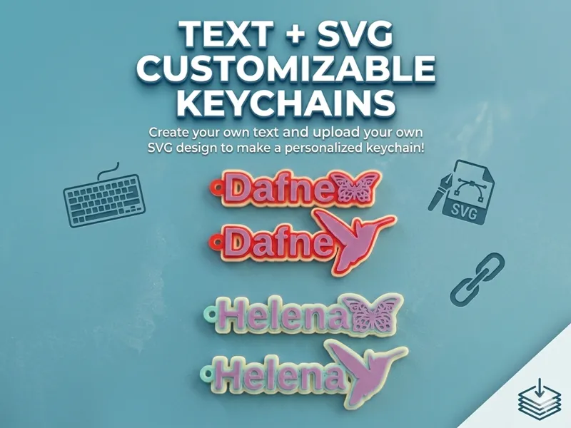 SVG + Customizable Parametric Name Keychain