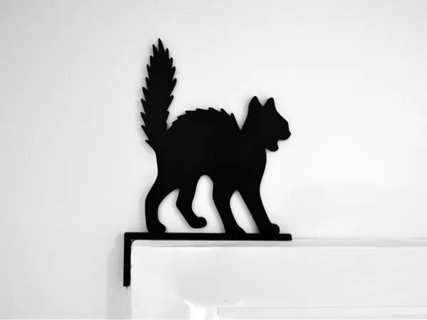 Déco de porte Halloween — chat effrayé