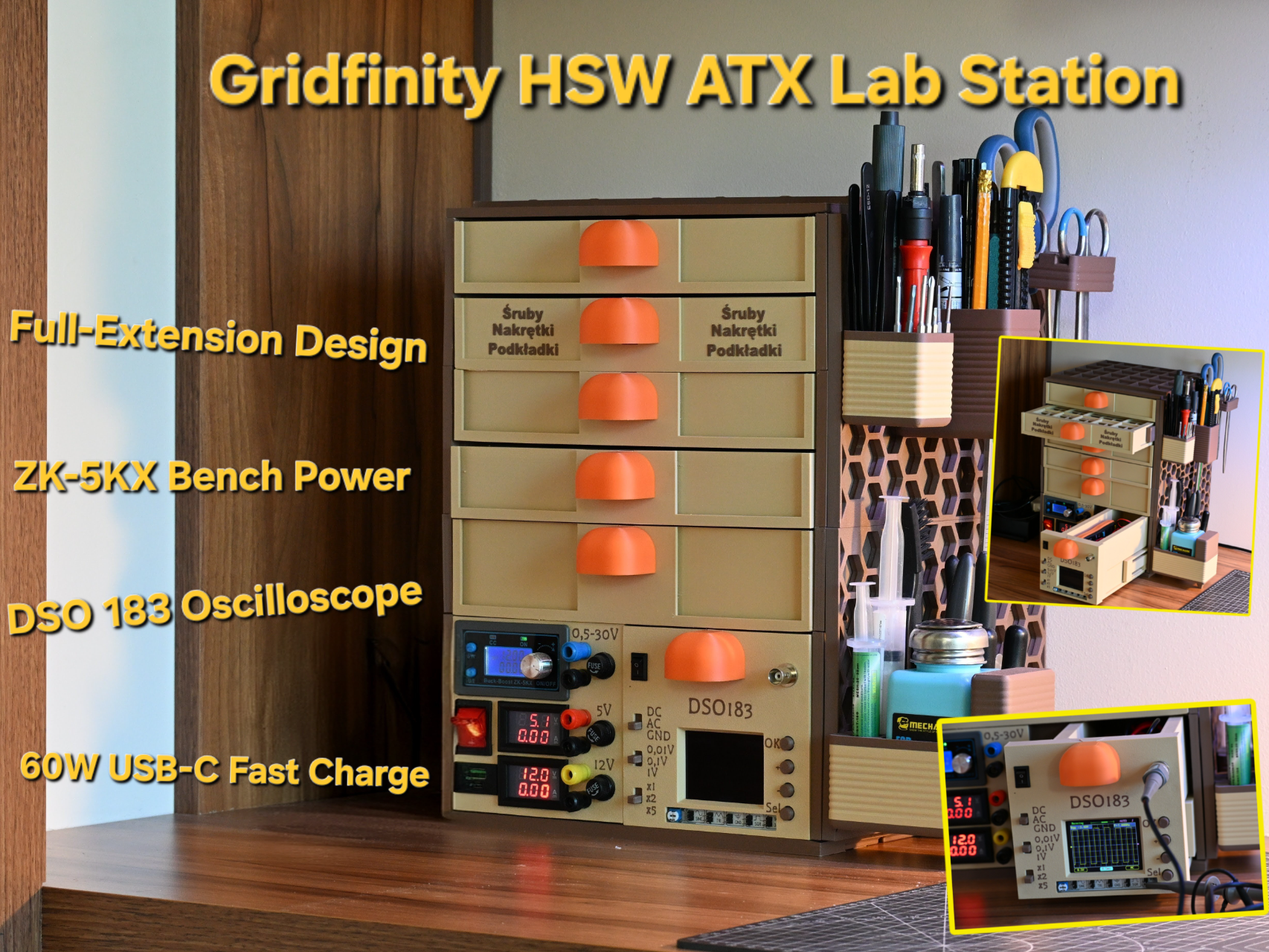 Gridfinity HSW Modular ATX Power Lab Station