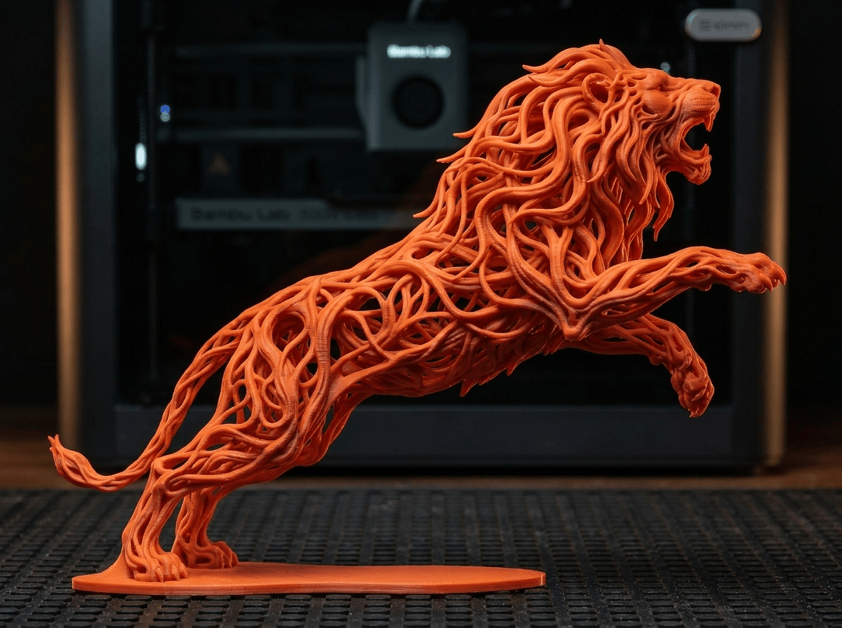 Fierce Wireframe Leaping Lion (NEW)