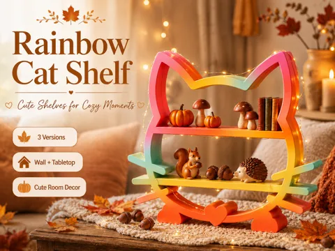 Estante o repisa: Whisker Cat Shelf – Wall & Tabletop — referencia de MakerWorld