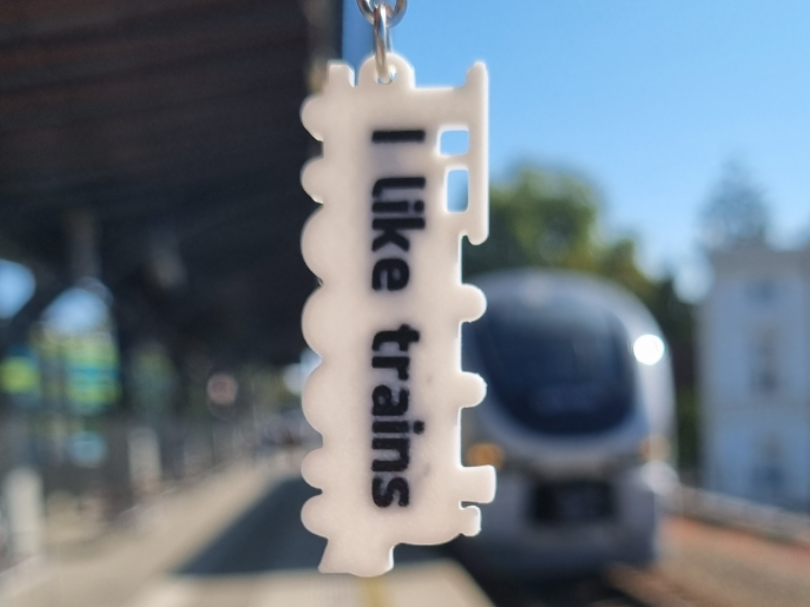 "I Like Trains" Steam Locomotive Keychain 3D model