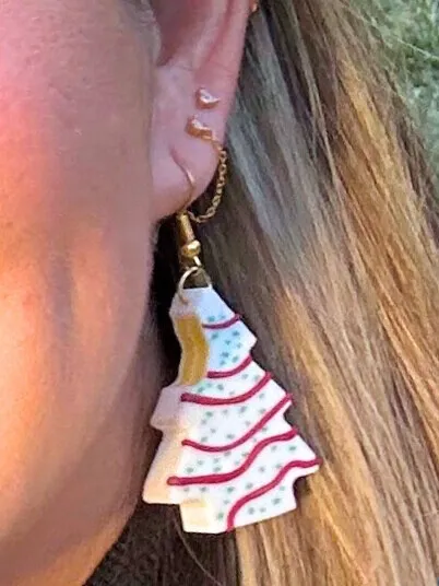 Christmas Tree Cake Earrings view 2