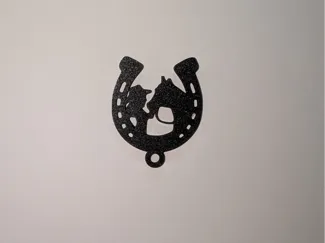 Horseshoe Keychain with Horse and Rider
