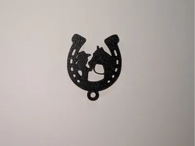 Horseshoe Keychain with Horse and Rider