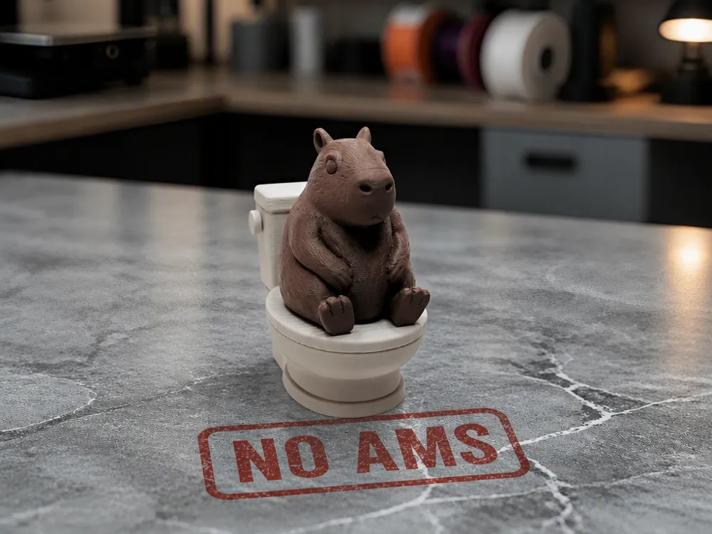 Tapa o cubierta: Capybara auf Toilette mit entspannter Sitzpose. Referencia del modelo original.