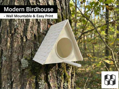Modern Birdhouse - Wall Mountable & Easy Print
