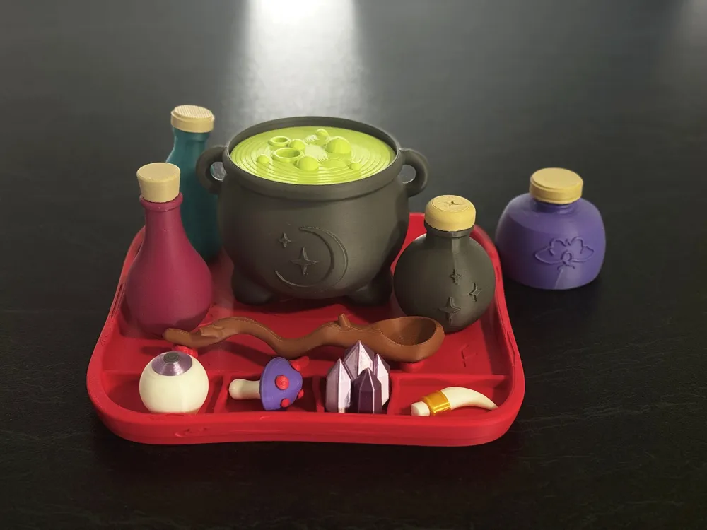 Witch's Cauldron Potion Play Set - Free 3D Print Model - MakerWorld