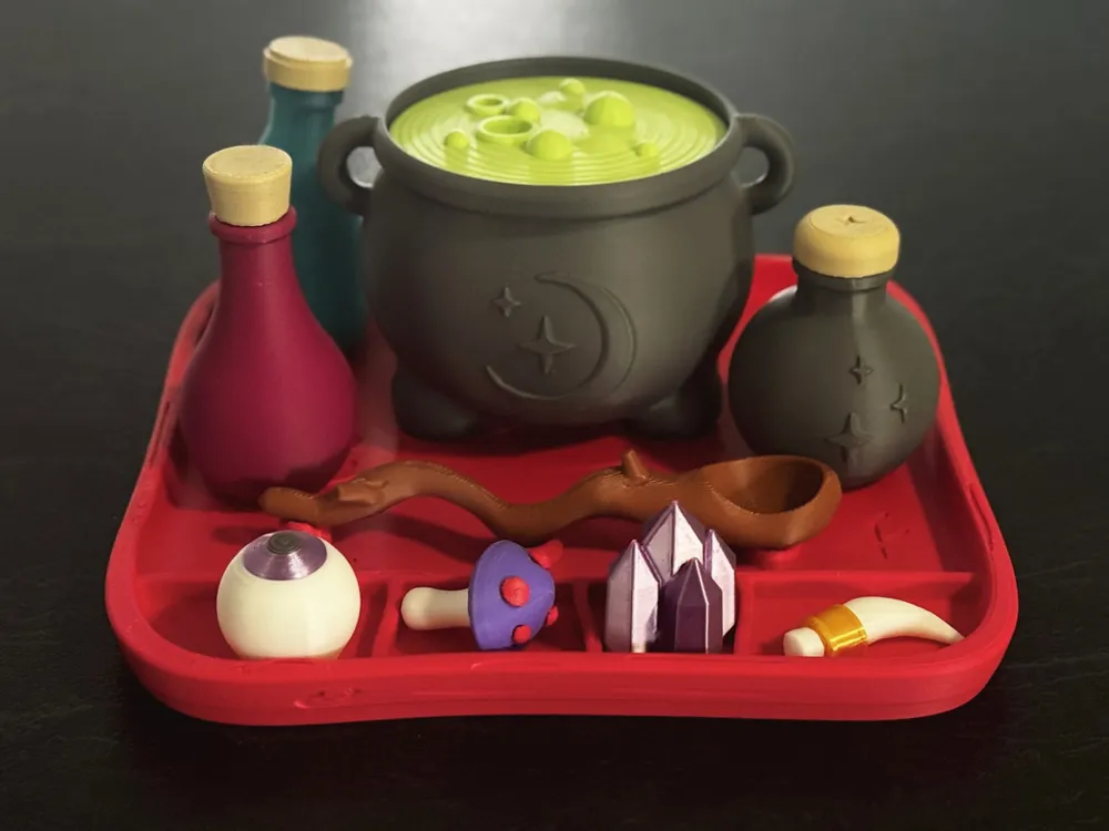 Witch's Cauldron Potion Play Set - Free 3D Print Model - MakerWorld