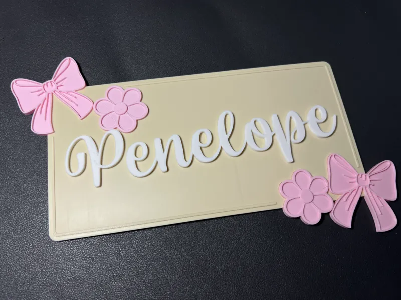 Flower and Bow Bedroom Door Sign