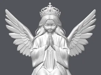Praying Angel kneeling on a podium