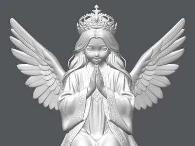Praying Angel kneeling on a podium