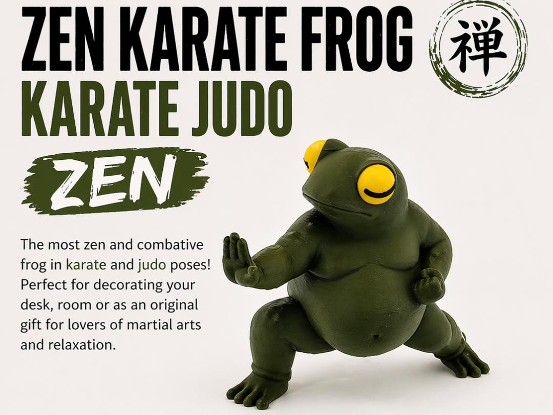 Zen Karate Frog Cute kawaii Judo Pose Desk Decor