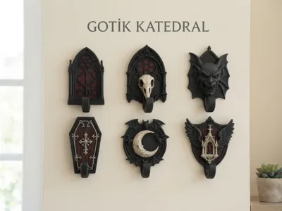 3D Printable Gothic & Occult Wall Hooks Set