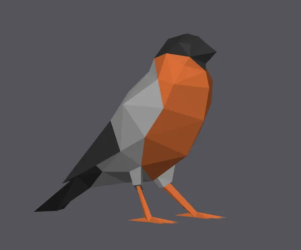 Bouvreuil low poly tricolore