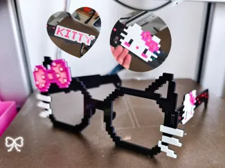Hello Kitty kitty猫凯蒂猫像素风格蝴蝶结眼镜成人儿童